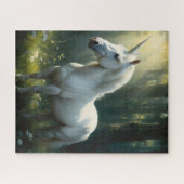 Jonge Eenhoorn in een Bos Blad Legpuzzel (Horizontaal)