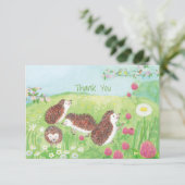 Jonge egel in de Meadow Bedankkaart (Staand voorkant)