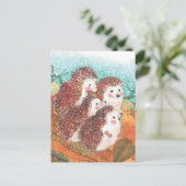 Jonge egels die met elkaar praten briefkaart (Staand voorkant)