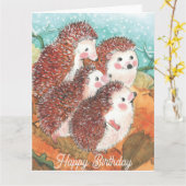 Jonge egels Gefeliciteerd met je verjaardag  Kaart (Gele Bloem)