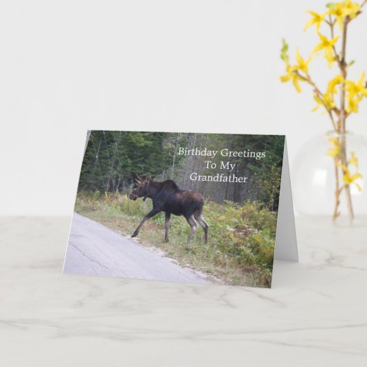 Jonge eland op de verjaardag van opa kaart (Gele Bloem)