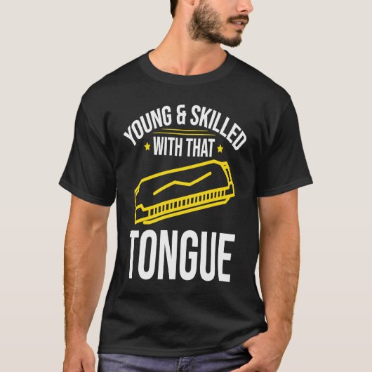 Jonge en bekwame mondharmonicaspeler t-shirt (Voorkant)