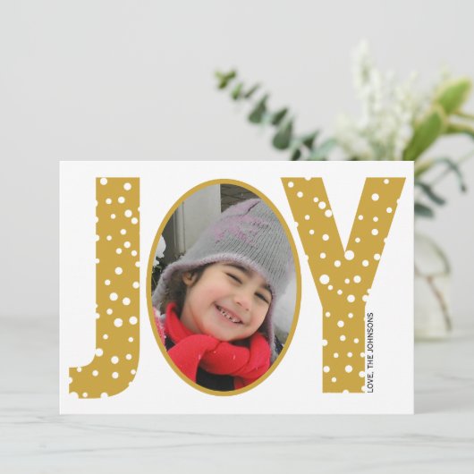 Jonge en sneeuwgouden minimale kerstfoto feestdagenkaart (Staand voorkant)