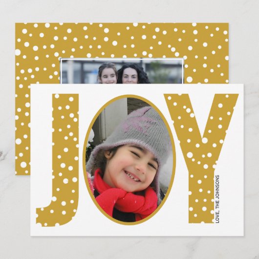 Jonge en sneeuwgouden minimale kerstfoto feestdagenkaart (Voorkant / Achterkant)