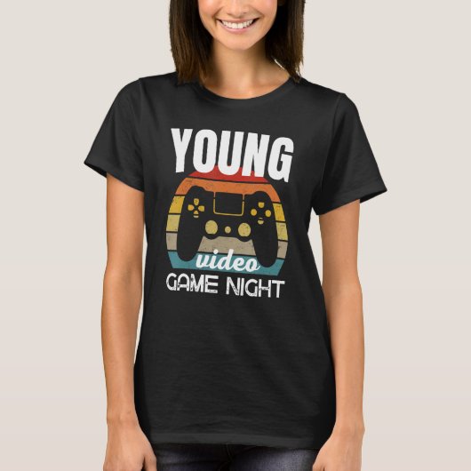 Jonge Familie Video Game Night T-shirt (Voorkant)