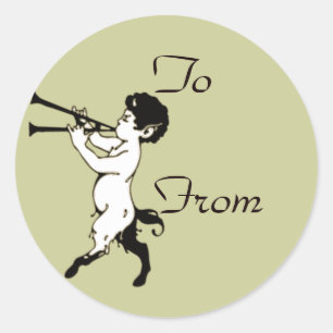 Jonge Faun met dubbel vlot Ronde Sticker