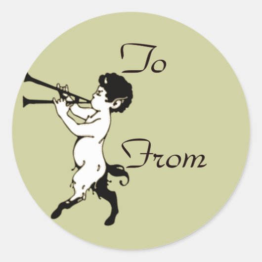 Jonge Faun met dubbelflute Ronde Sticker (Voorkant)