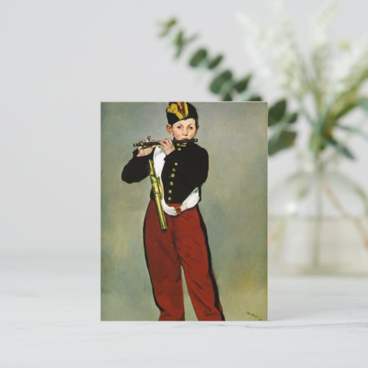 Jonge Flutist Fifer Manet Impressionist Painting Briefkaart (Staand voorkant)