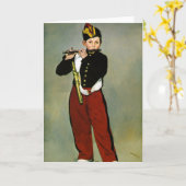 Jonge Flutist Fifer Manet Impressionist Painting Kaart (Gele Bloem)