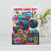 Jonge geitjes verjaardagsuitnodiging: Monster mash Kaart (Staand voorkant)