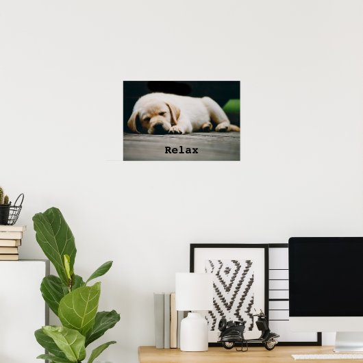 Jonge gele labrador puppy Slaap lekker Poster (Thuiskantoor)