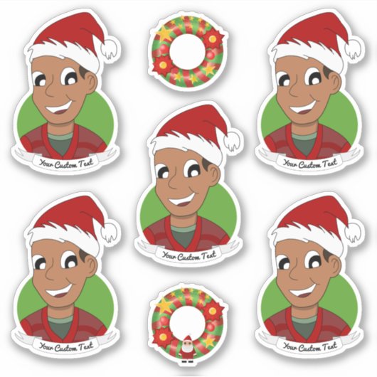 Jonge gelukkige Afrikaanse Amerikaanse man kerstca Sticker (Voorkant)