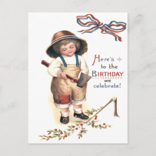 Jonge George Washington hakken op kersenboom Briefkaart