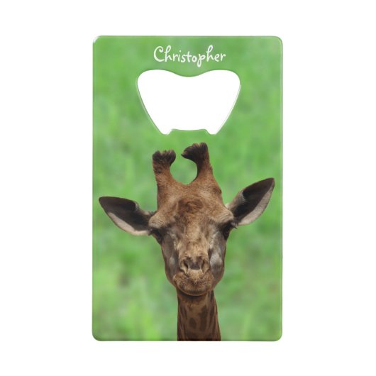 Jonge Giraffe Bottle Open Creditkaart Flessenopener (Voorkant)