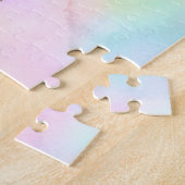 Jonge Giraffe in een blauwe trui met bloemen Legpuzzel (Zijkant)