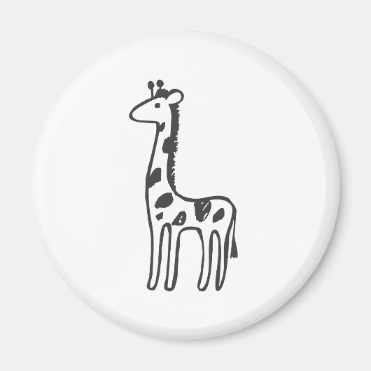 Jonge Giraffe in zwart-wit schets Magneet (Voorkant)