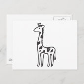 Jonge Giraffe in zwarte en witte schets Briefkaart (Voorkant / Achterkant)