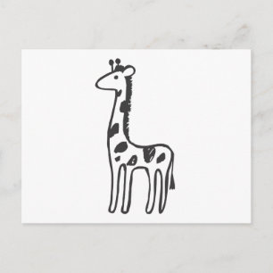 Jonge Giraffe in zwarte en witte schets Briefkaart