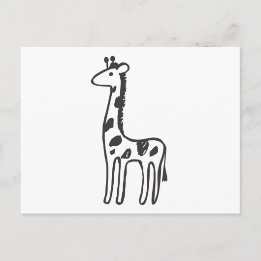 Jonge Giraffe in zwarte en witte schets Briefkaart (Voorkant)