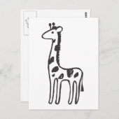 Jonge Giraffe in zwarte en witte schets Briefkaart (Voorkant / Achterkant)