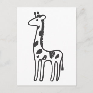 Jonge Giraffe in zwarte en witte schets Briefkaart