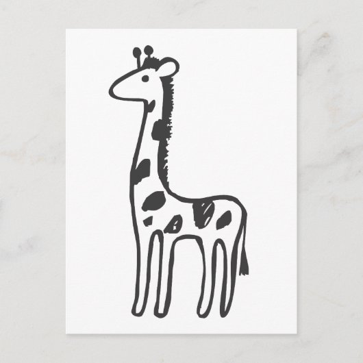 Jonge Giraffe in zwarte en witte schets Briefkaart (Voorkant)
