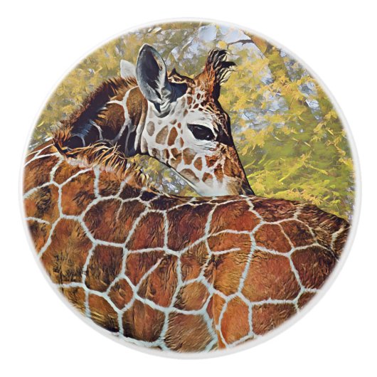 Jonge Giraffe Keramische Knop (Voorkant)