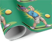 Jonge golfer verjaardag swing party cadeaupapier (Rol Hoek)