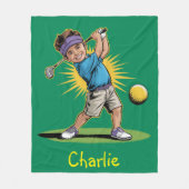 Jonge golfer verjaardag swing party fleece deken (Voorkant)