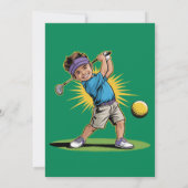 Jonge golfer verjaardag swing party kaart (Achterkant)