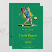 Jonge golfer verjaardag swing party kaart (Voorkant / Achterkant)