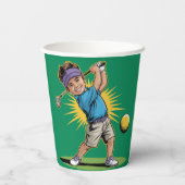 Jonge golfer verjaardag swing party papieren bekers (Achterkant)