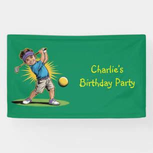Jonge golfer verjaardag swing party spandoek