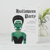 Jonge Gothic Bruid van Frankenstein Halloween Part Kaart (Staand voorkant)