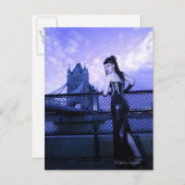 Jonge Gothic vrouw op Tower Bridge, Londen Briefkaart (Voorkant / Achterkant)
