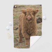 Jonge grote harie Schotse hoogkoe Golfhanddoek (Insitu)