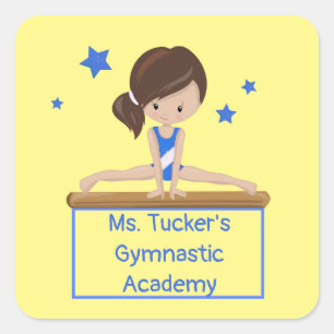 Jonge Gymnast Academie School Class Custom Square Vierkante Sticker
