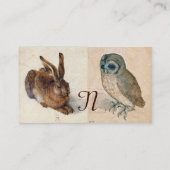 Jonge Haas (Konijn) en Uil Monogram Visitekaartje (Achterkant)