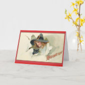 Jonge heek en zwarte kat - Halloween-kaart Kaart (Gele Bloem)