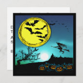 Jonge heks die onder de Night Sky Invite vliegt Kaart (Voorkant / Achterkant)