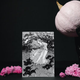 Jonge heks en zwarte katten briefkaart