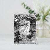 Jonge heks en zwarte katten briefkaart (Staand voorkant)