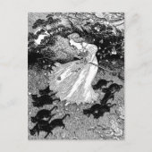 Jonge heks en zwarte katten briefkaart (Voorkant)