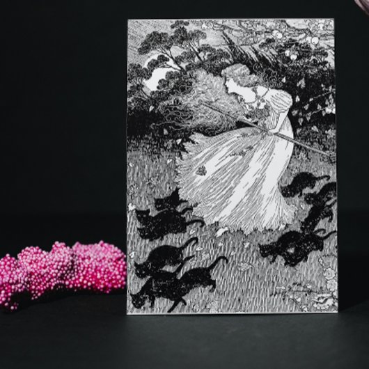 Jonge heks en zwarte katten kaart