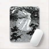 Jonge heks en zwarte katten muismat (Met muis)