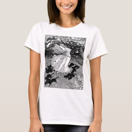 Jonge heks en zwarte katten t-shirt (Voorkant)