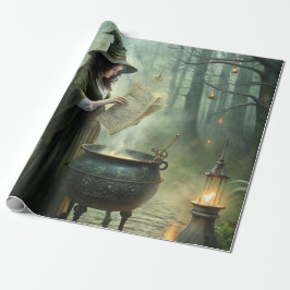 Jonge heks in mystiek bosritueel cadeaupapier