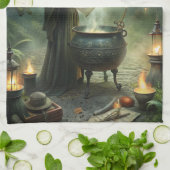 Jonge heks in mystiek bosritueel theedoek (Gevouwen)