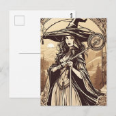 Jonge heks in Sepia, Halloween Briefkaart (Voorkant / Achterkant)
