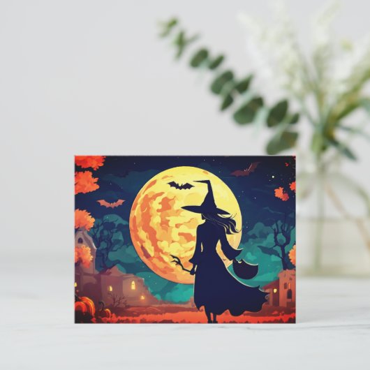 Jonge Heksen illustratie Halloween Briefkaart (Staand voorkant)